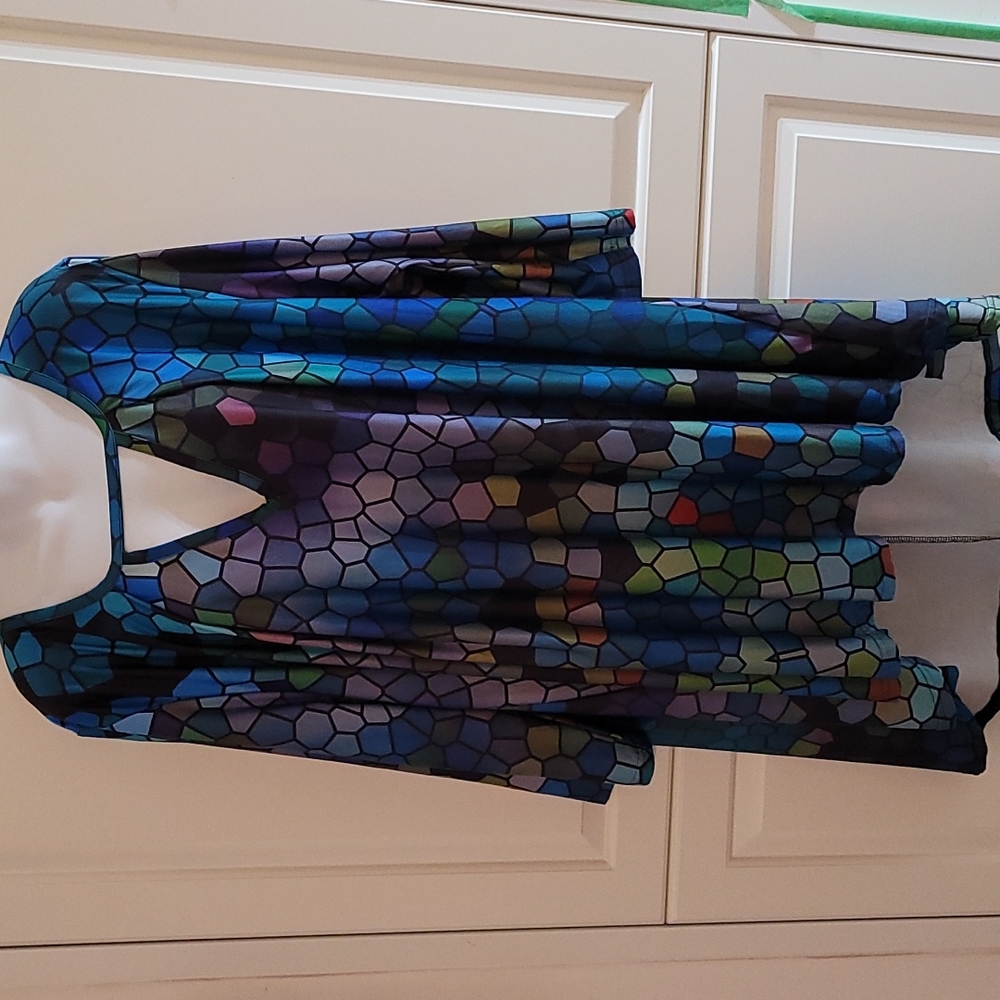 Simply Aster High Low Blouse tunic stained glass Shirt 3X